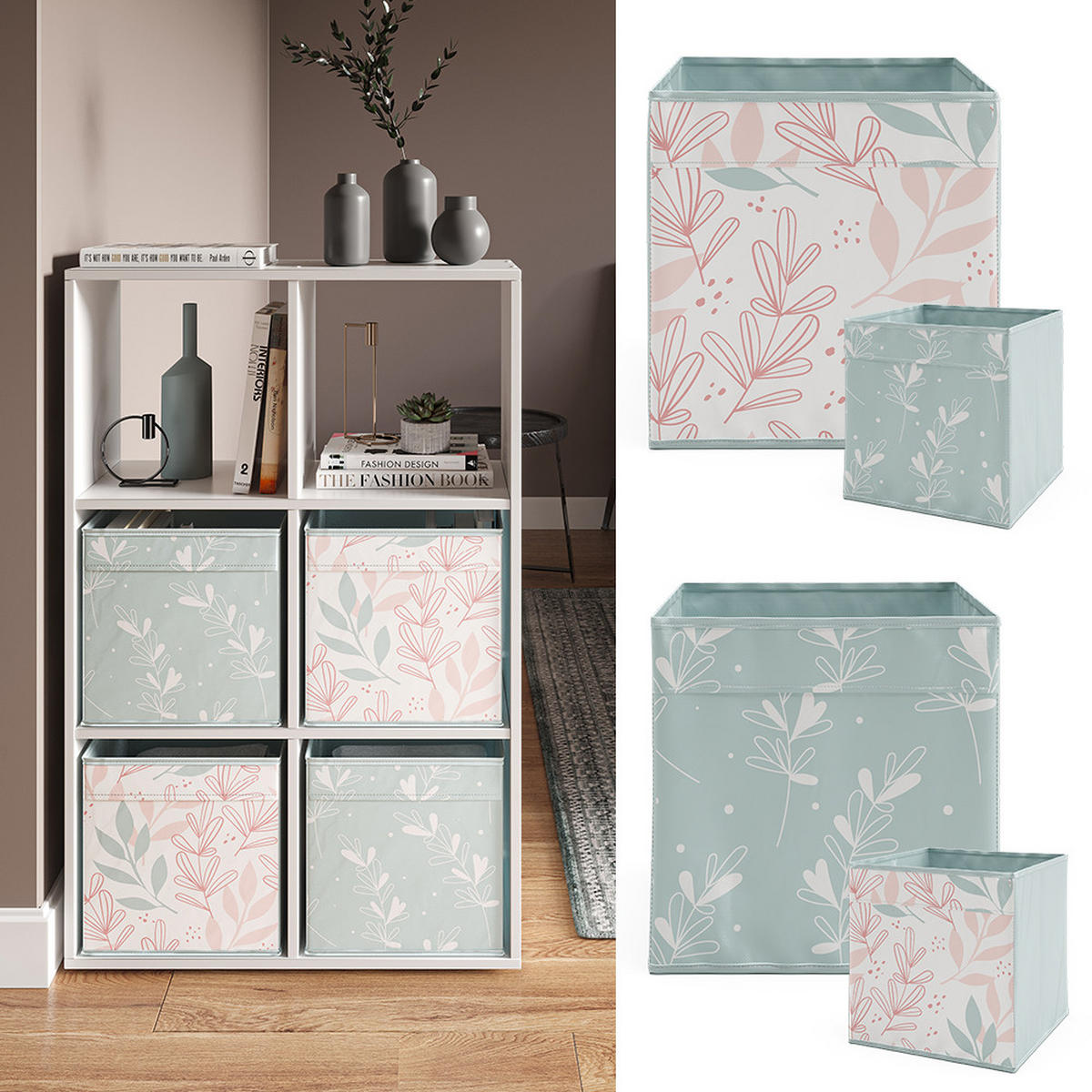 FALTBOX Türkis 30 x 30 cm 2er Set - Türkis, Wellpappe (30/30/30cm) - Vicco