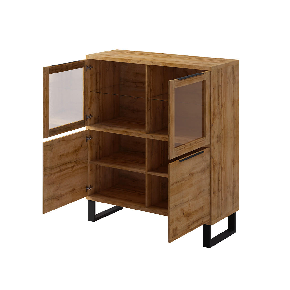 VITRÍNA Eden Dřevo a kov - hnědá, kompozitní dřevo (120/140/45cm) - Petits-meubles