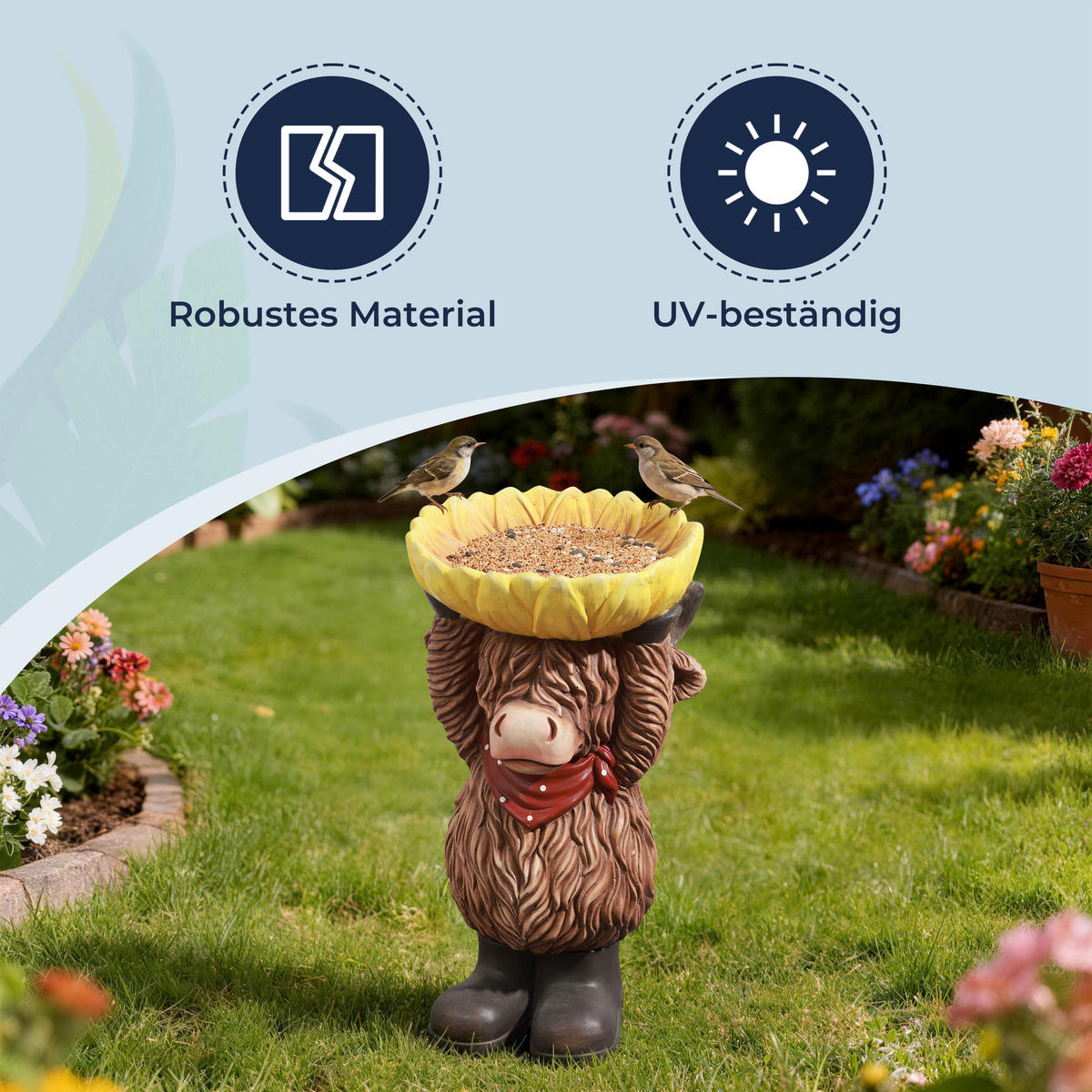 50CM H Hochland-Vogel-Futter- und Trinkautomat für den Außenbereich, aus MGO-Material, geeignet für Garten, Veranda und Hof - Multicolor, Kunststoff (28/50/28cm) - Hometopia