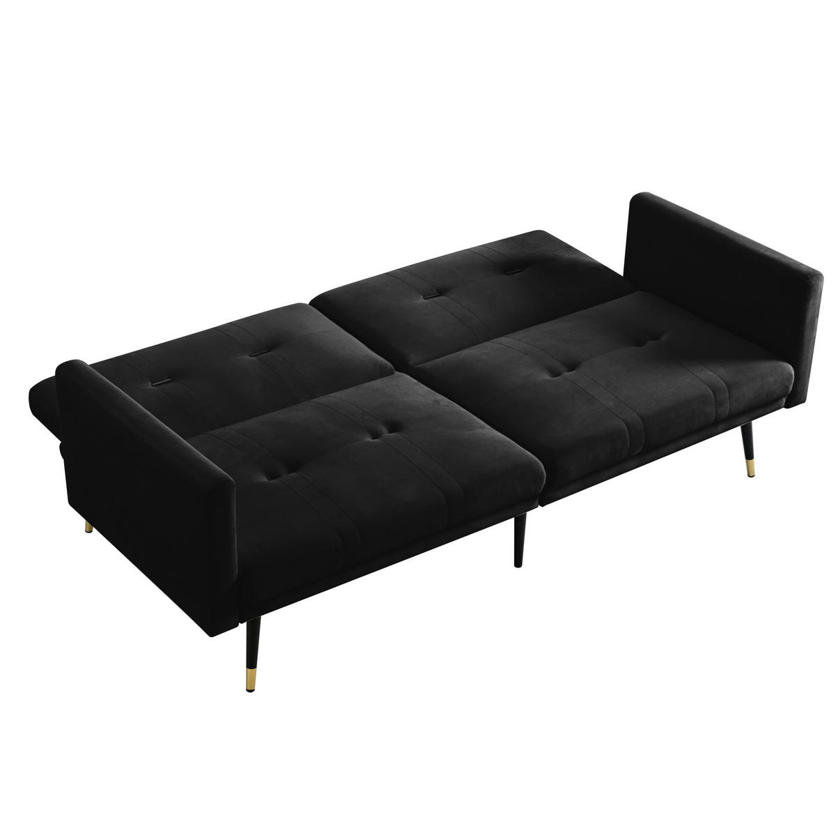 SCHLAFSOFA 2-Sitzer mit verstellbaren Rückenlehnen Samt Black - Schwarz, Holzwerkstoff (164/70/89cm) - Meubliv
