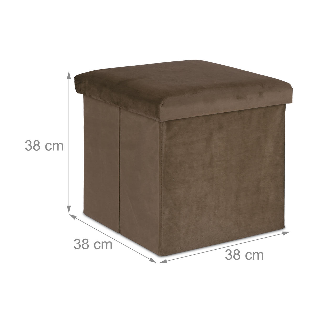 SITZHOCKER - Braun, Holzwerkstoff/Textil (38/38/38cm) - Relaxdays