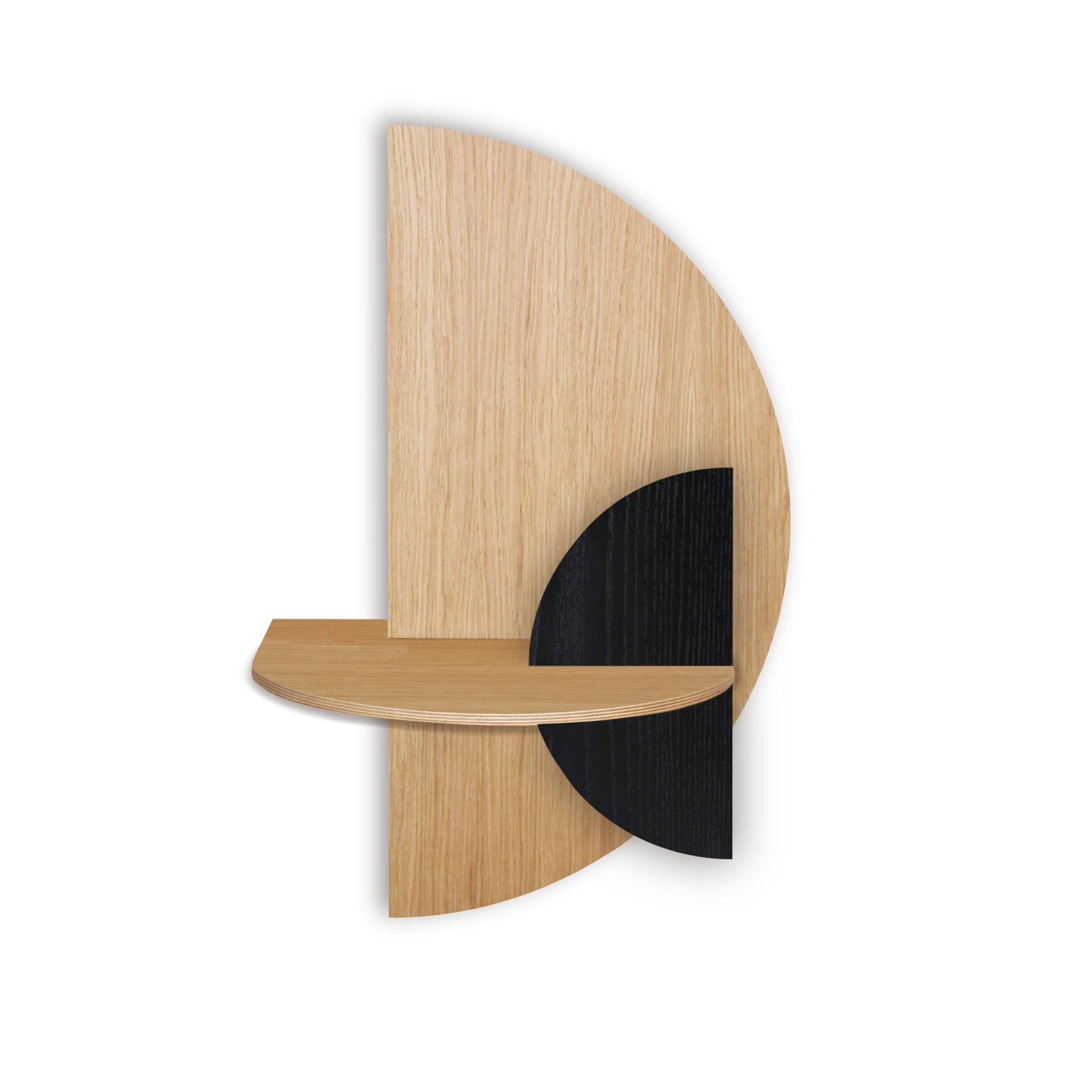 NACHTSTAND ALBA mit verstecktem Aufbewahrungshalbkreis - Eichefarben/Schwarz, Holz (60/55/45cm) - Woodendot
