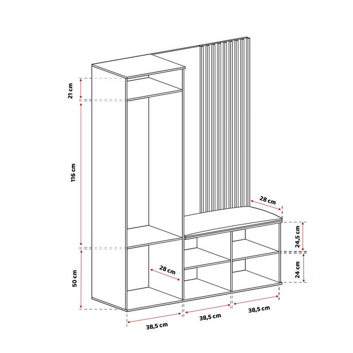 GARDEROBENSCHRANK LUCA in 129/30/196 cm, Artisan-Eiche - Schwarz/Eiche Artisan, Holzwerkstoff/Metall (128.5/195.5/30cm) - Idohome