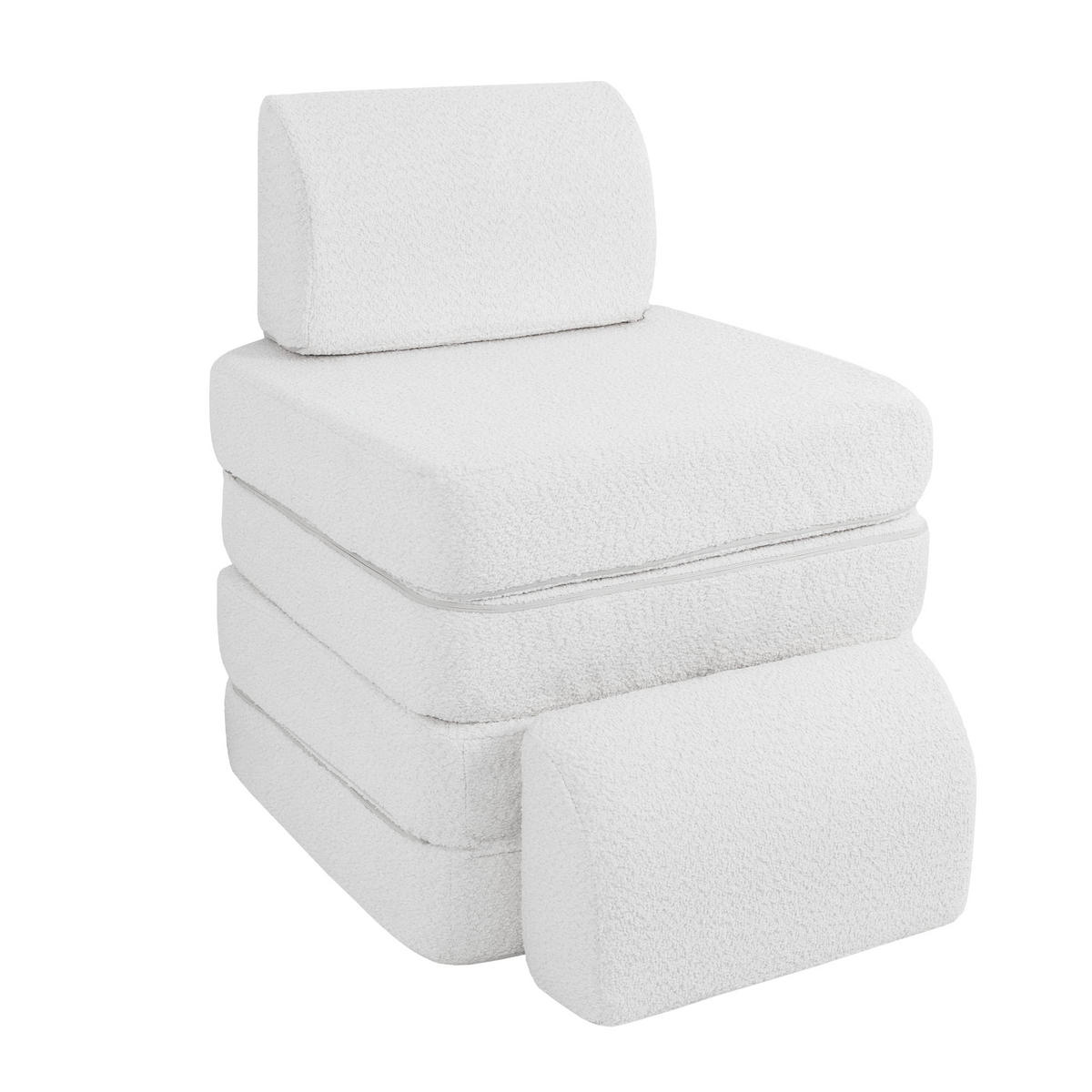 KINDERSOFA Pocket Basic modular 4-tlg. aus Bouclé in Weiß - Weiß, Textil (120/25/60cm) - MeowBaby