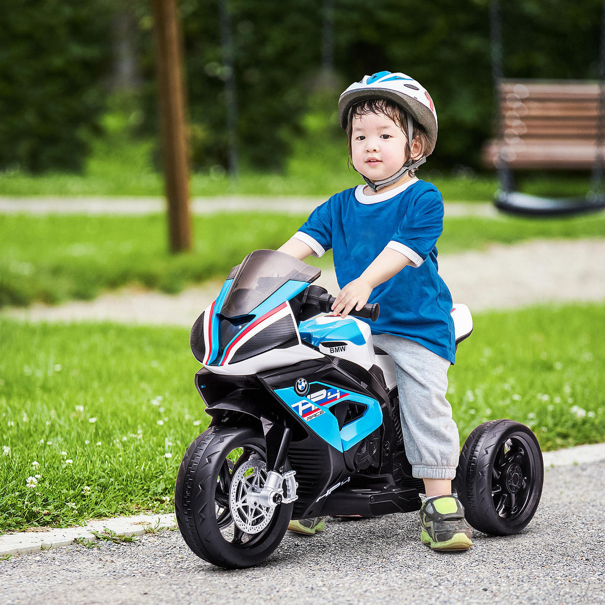 ELEKTRO KINDERMOTORRAD, Blau/Rot, PP+ Metall - Blau, Kunststoff (82.5/42/54cm) - HOMCOM