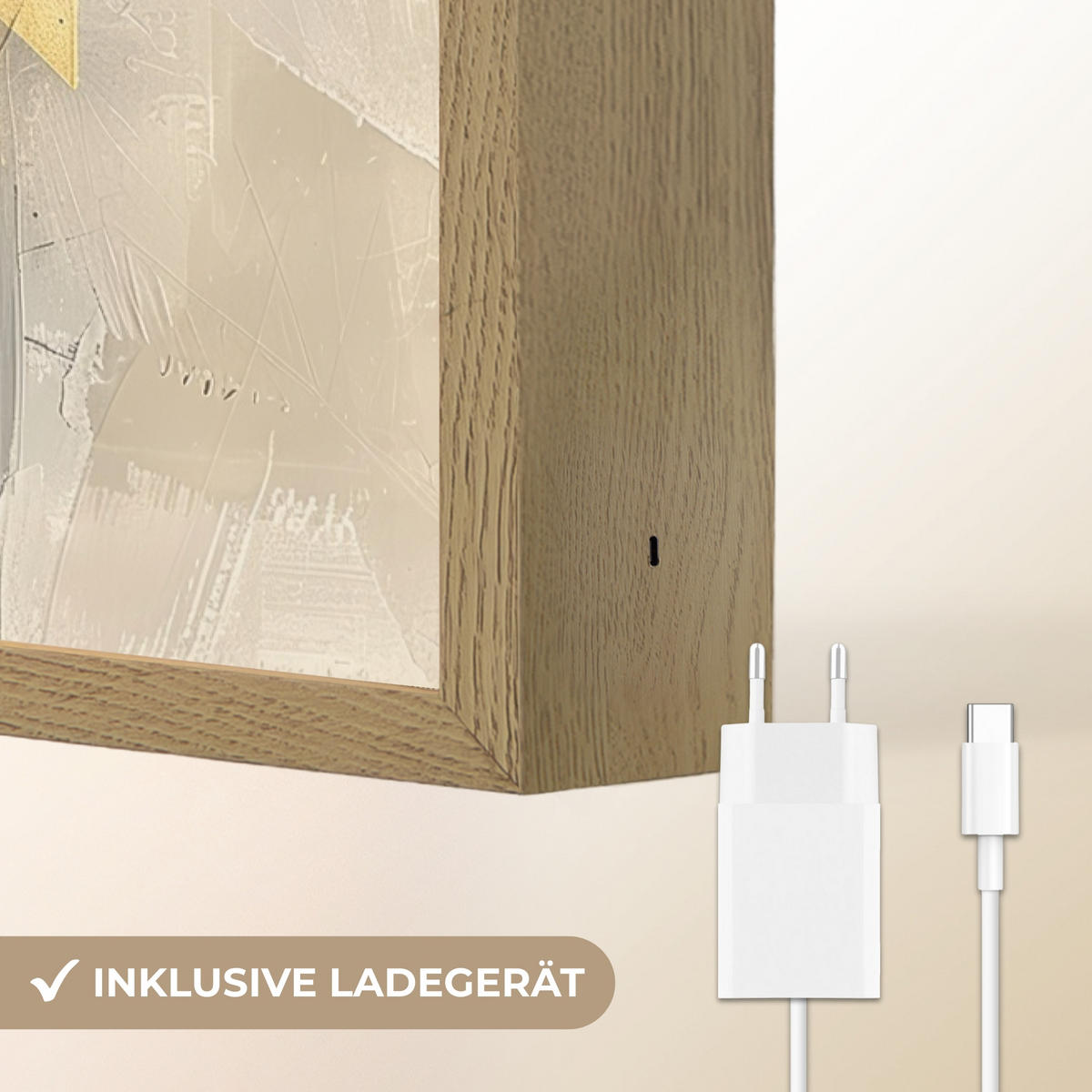 WANDLEUCHTE MIT AKKU Abstrakt - Schwarz - Farbe - Modern 70x100 cm - Grau, Holzwerkstoff (70/100/8cm) - OnlyWow