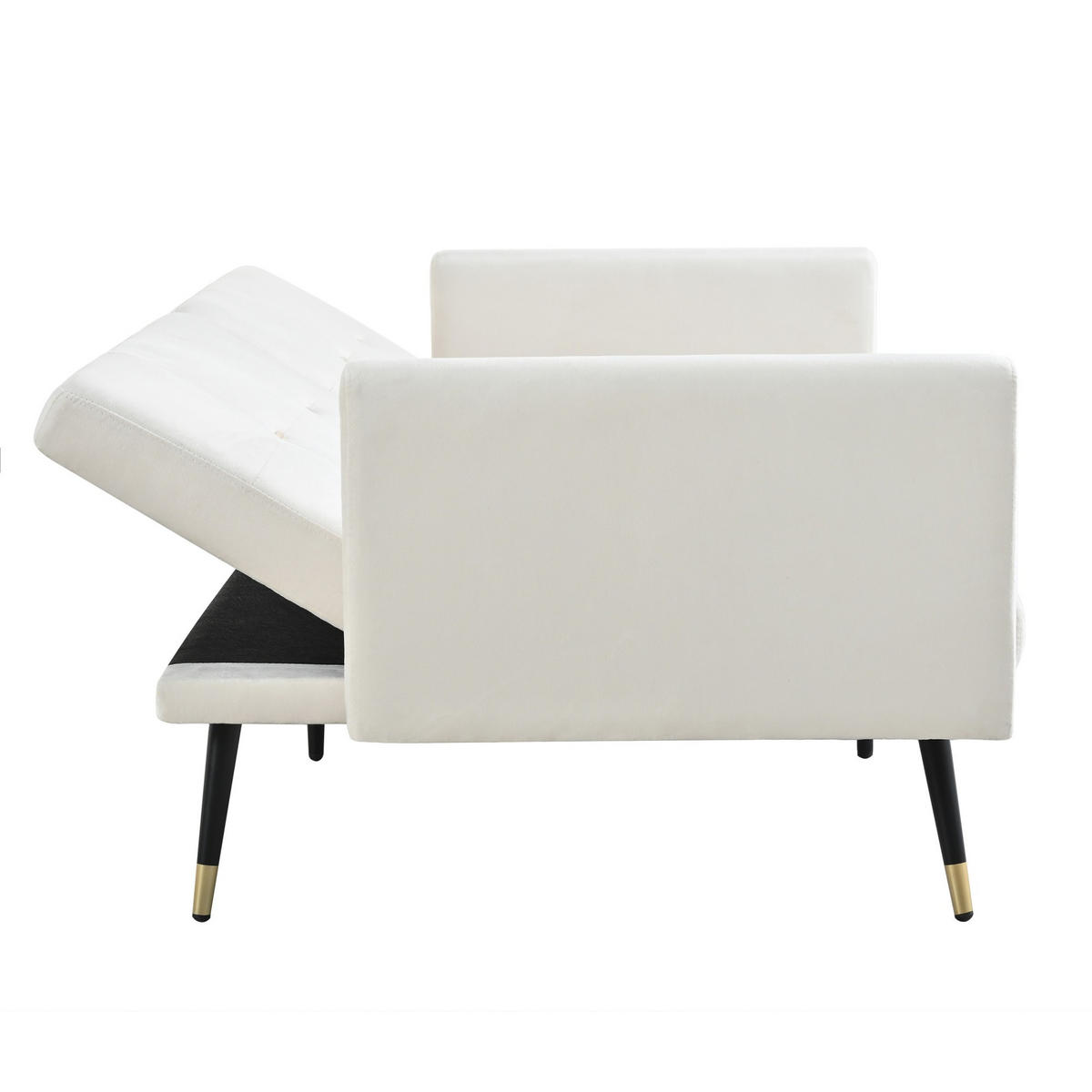 SCHLAFSOFA Zweisitzer mit Schlaffunktion,Klappsofa,Samt,Beige - Beige, Textil (164/70/51cm) - LVHOM