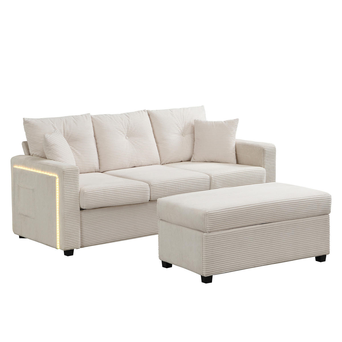 ECKSOFA 184/84,5/85,5 cm Beige - Beige, Textil (84.5/184cm)