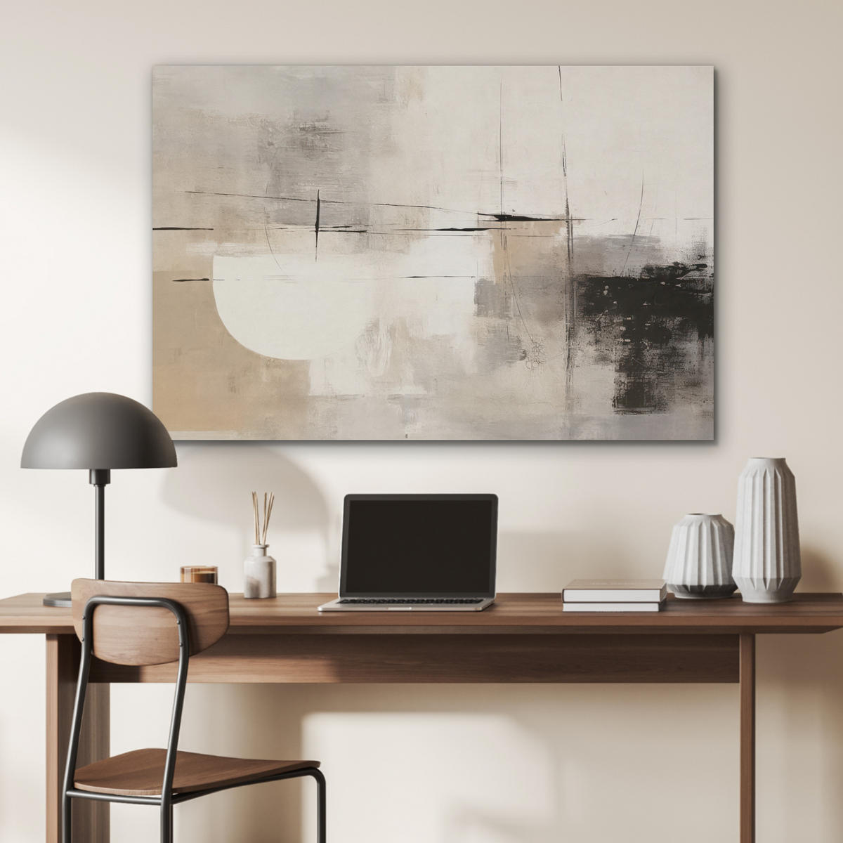 AKUSTIKBILD Abstrakt - Kunst - Grau Akustikpaneele 90x60 cm - Hellgrau, Kunststoff (90/60/0.9cm) - MuchoWow