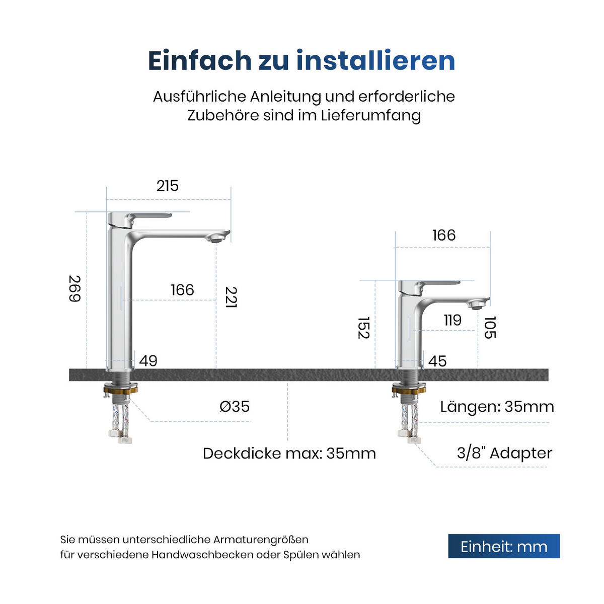 WASCHTISCHARMATUR aus 4MS-Messing Verchromt 15,2 cm - Chromfarben, Metall (15.2/4.5/16.6cm) - EMKE
