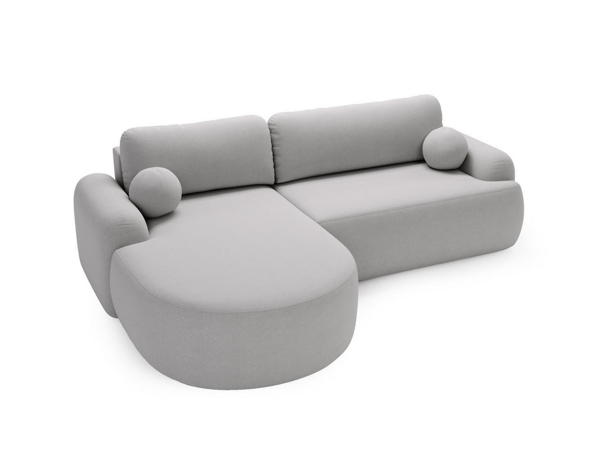 ECKSOFA DION HELLGRAU L - Links - Hellgrau, Textil (261/177cm) - Luxkor24