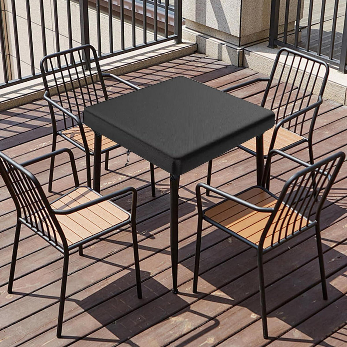 SCHUTZHÜLLE Gartentisch Rechteckig 200 x 100 x 15 cm - Schwarz, Textil (100/15/200cm)
