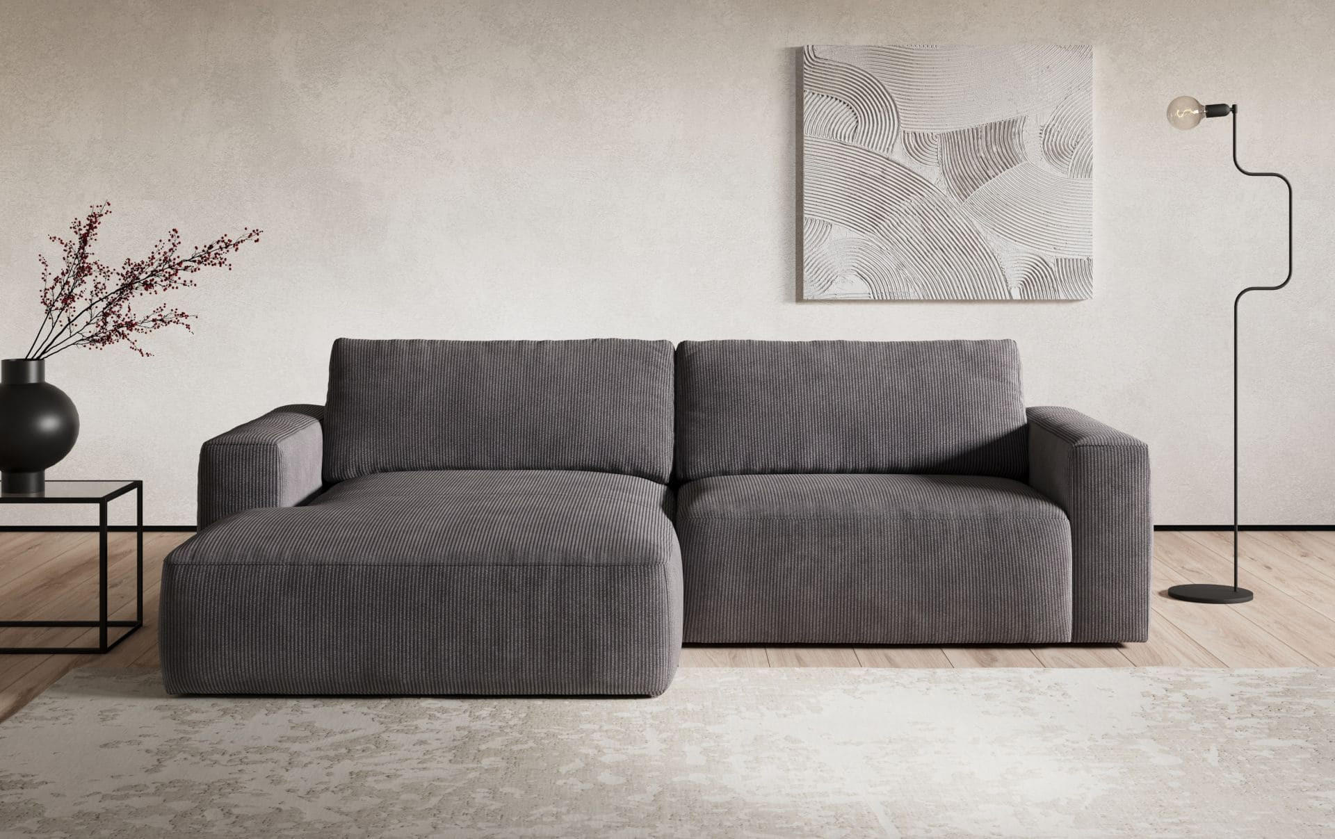 Thumbnail - Cotta Ecksofa, Anthrazit, Textil, Echtholz,Buche, 3-Sitzer, L-Form,L-Form, 288x175 cm, Wohnzimmer, Sofas & Couches, Wohn...