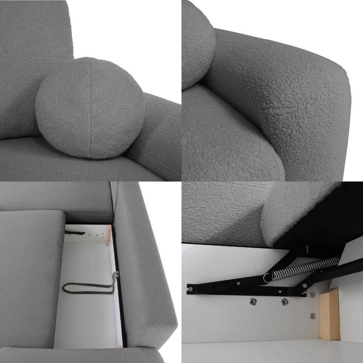 ECKSCHLAFSOFA Noel mit universelle Ottomane, Grau - Dunkelgrau/Schwarz, Textil (280/163cm) - Beautysofa
