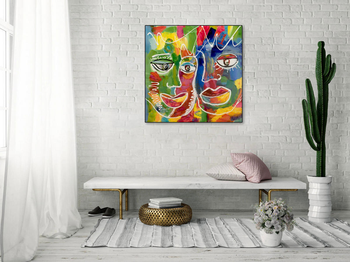 ACRYLBILD HANDGEMALT 80/80 cm - Multicolor, Holz/Textil (80/80cm) - KUNSTLOFT