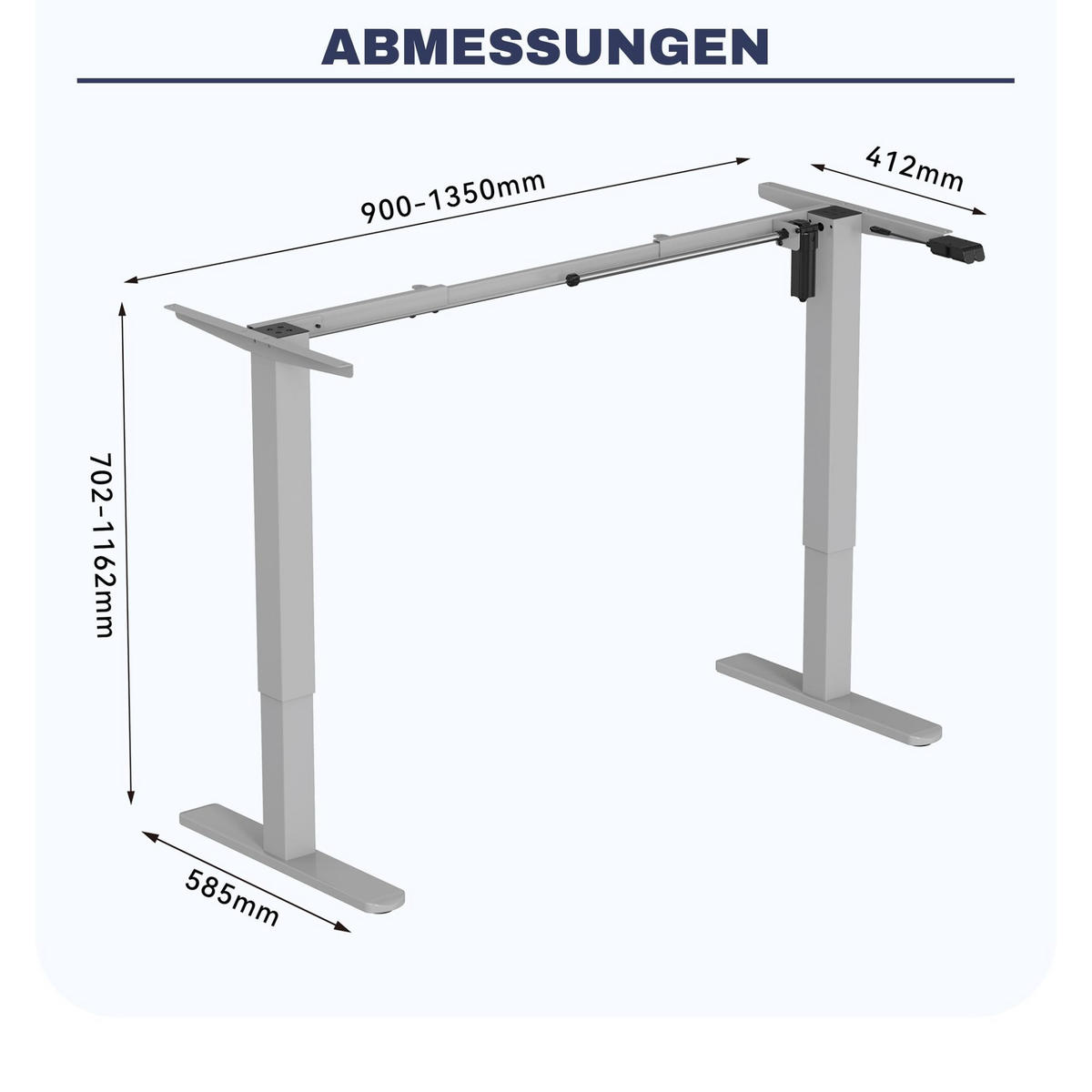 TISCHGESTELL HÖHENVERSTELLBAR UP30 silber - Grau, Metall (59/135/116cm) - Albatros
