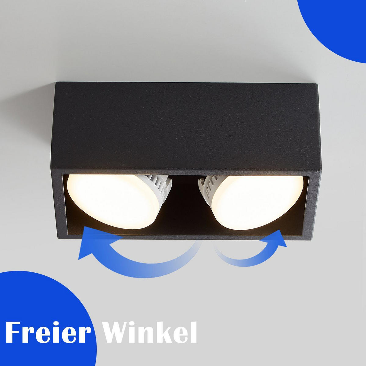 LED-DECKENLEUCHTE Harmonie 2-flammig 20/10/8 cm - Schwarz, Metall (20/10/8cm) - Nettlife