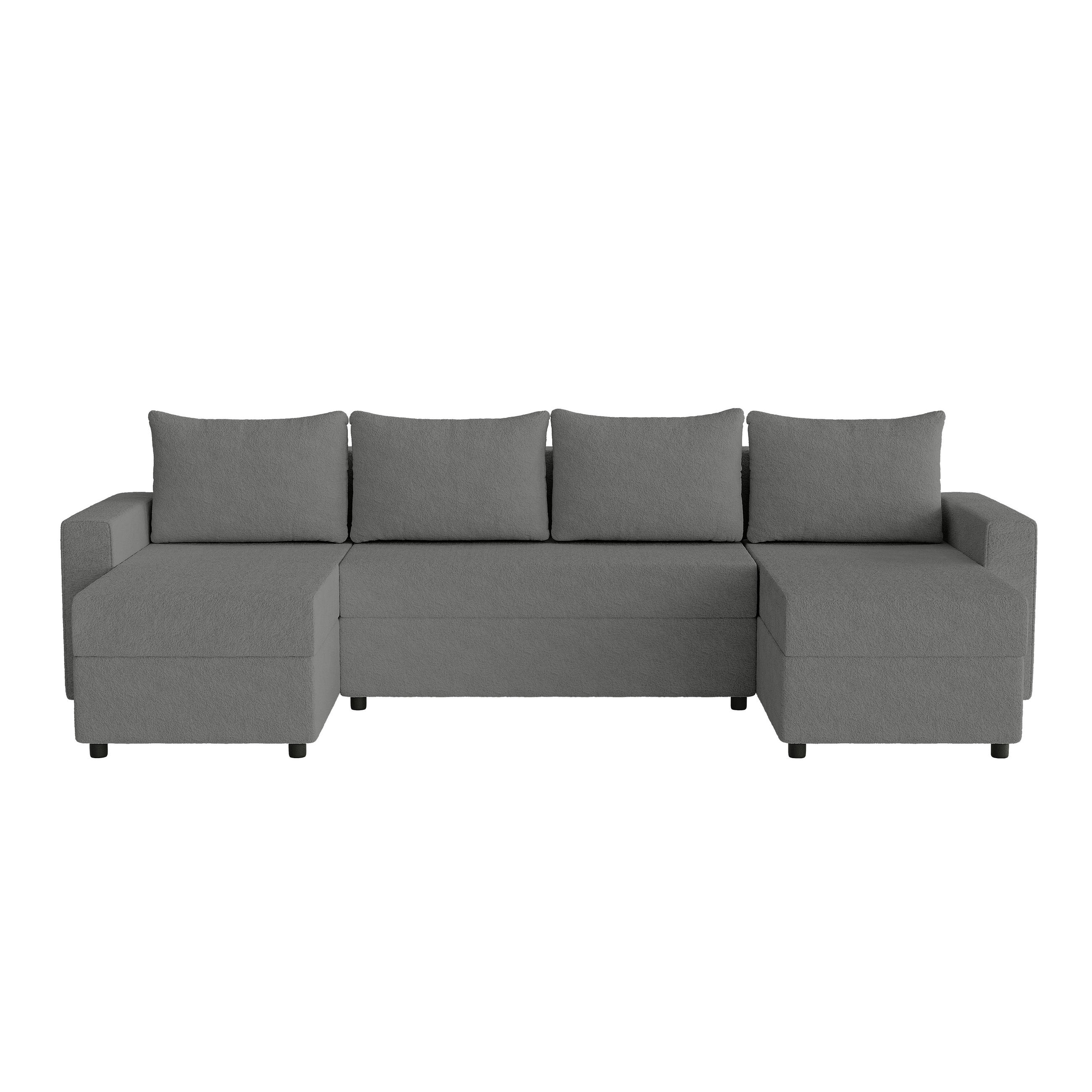 WOHNLANDSCHAFT Goka Lux U mit Schlaffunktion, Graphit - Graphitfarben, Textil (298/72/146cm) - Fedve