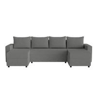 WOHNLANDSCHAFT Goka Lux U mit Schlaffunktion, Graphit - Graphitfarben, Textil (298/72/146cm) - Fedve