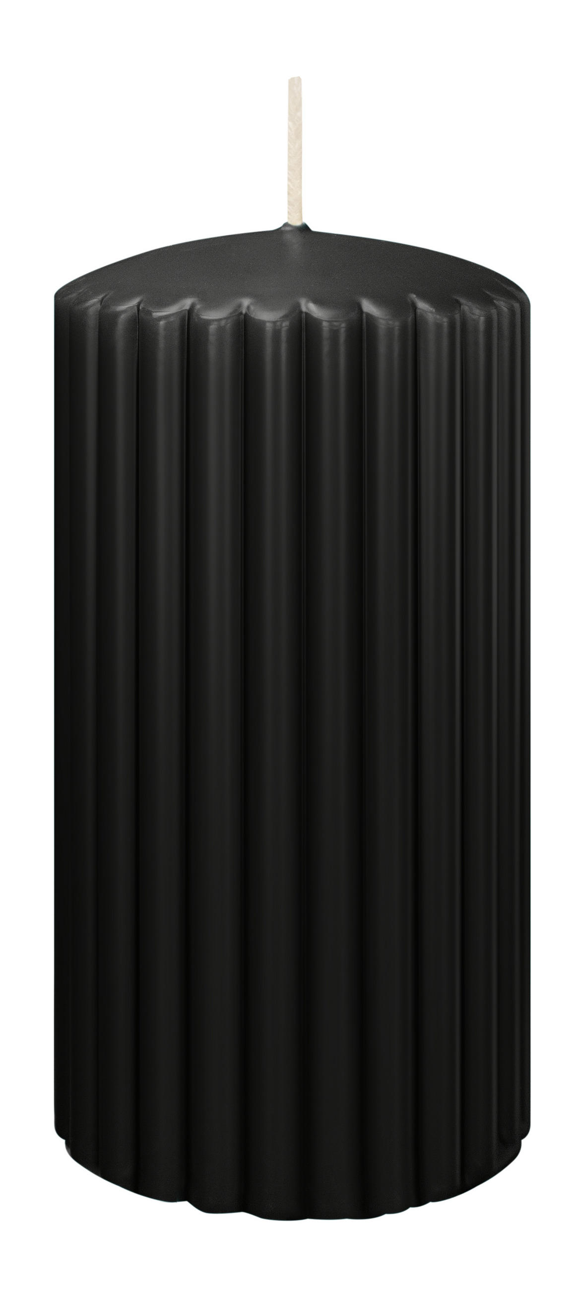 RILLEN KERZEN Schwarz 150 x Ø 80 mm, 4 Stück - Schwarz, Paraffin (8/15/15cm) - Wiedemann Kerzen