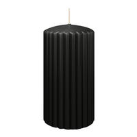RILLEN KERZEN Schwarz 150 x Ø 80 mm, 4 Stück - Schwarz, Paraffin (8/15/15cm) - Wiedemann Kerzen