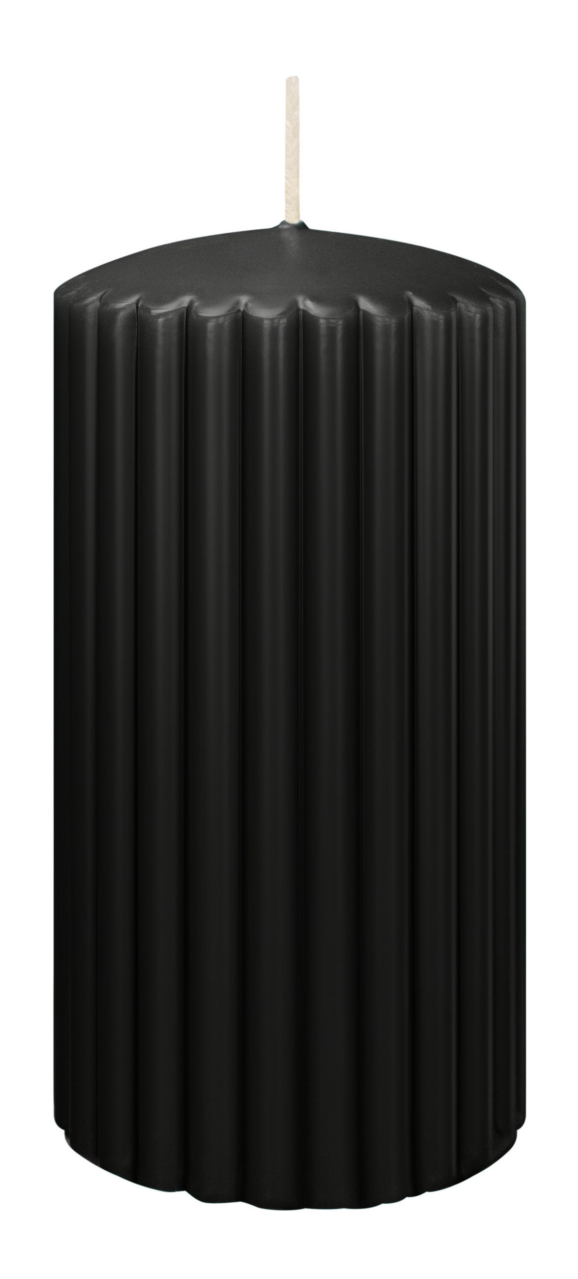 RILLEN KERZEN Schwarz 150 x Ø 80 mm, 4 Stück - Schwarz, Paraffin (8/15/15cm) - Wiedemann Kerzen