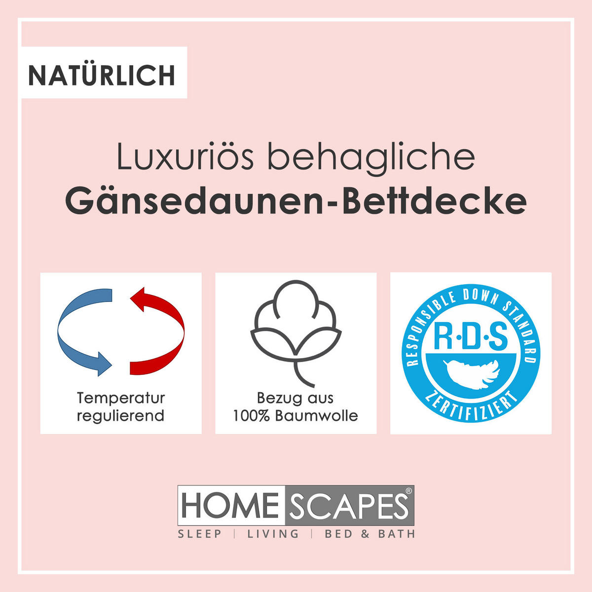 4-JAHRESZEITEN-DAUNENDECKE 135/200 cm, Gänsedaunen & Federn - Weiß, Textil (135/200cm) - Homescapes