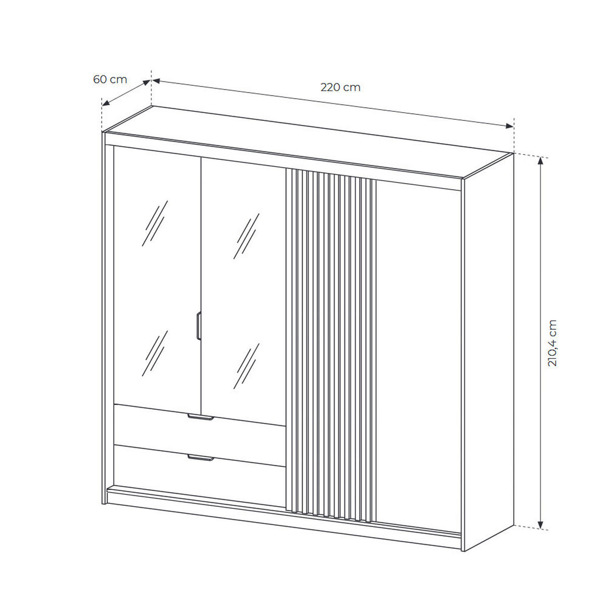 KLEIDERSCHRANK Tally Artisan Eiche / anthrazit 220cm / 60 cm / 210 cm - Eiche Artisan/Braun, Holz/Holzwerkstoff (220/210/60cm) - Feldmann-Wohnen