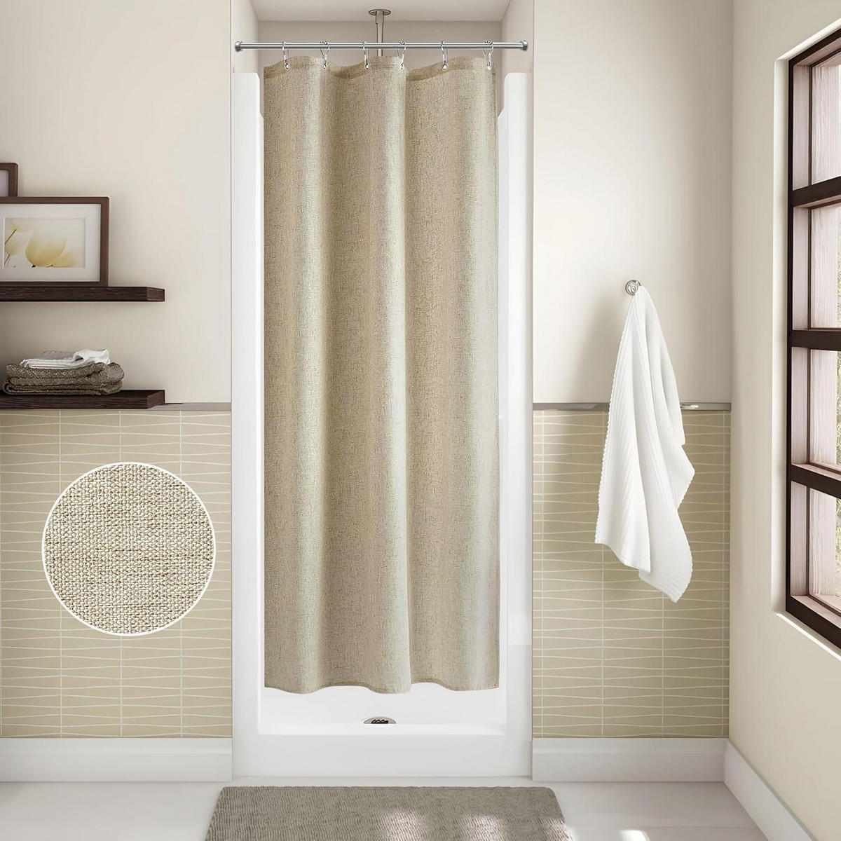 DUSCHVORHANG Leinenoptik 92 x 182 cm Taupe - Beige, Textil (92/182cm)
