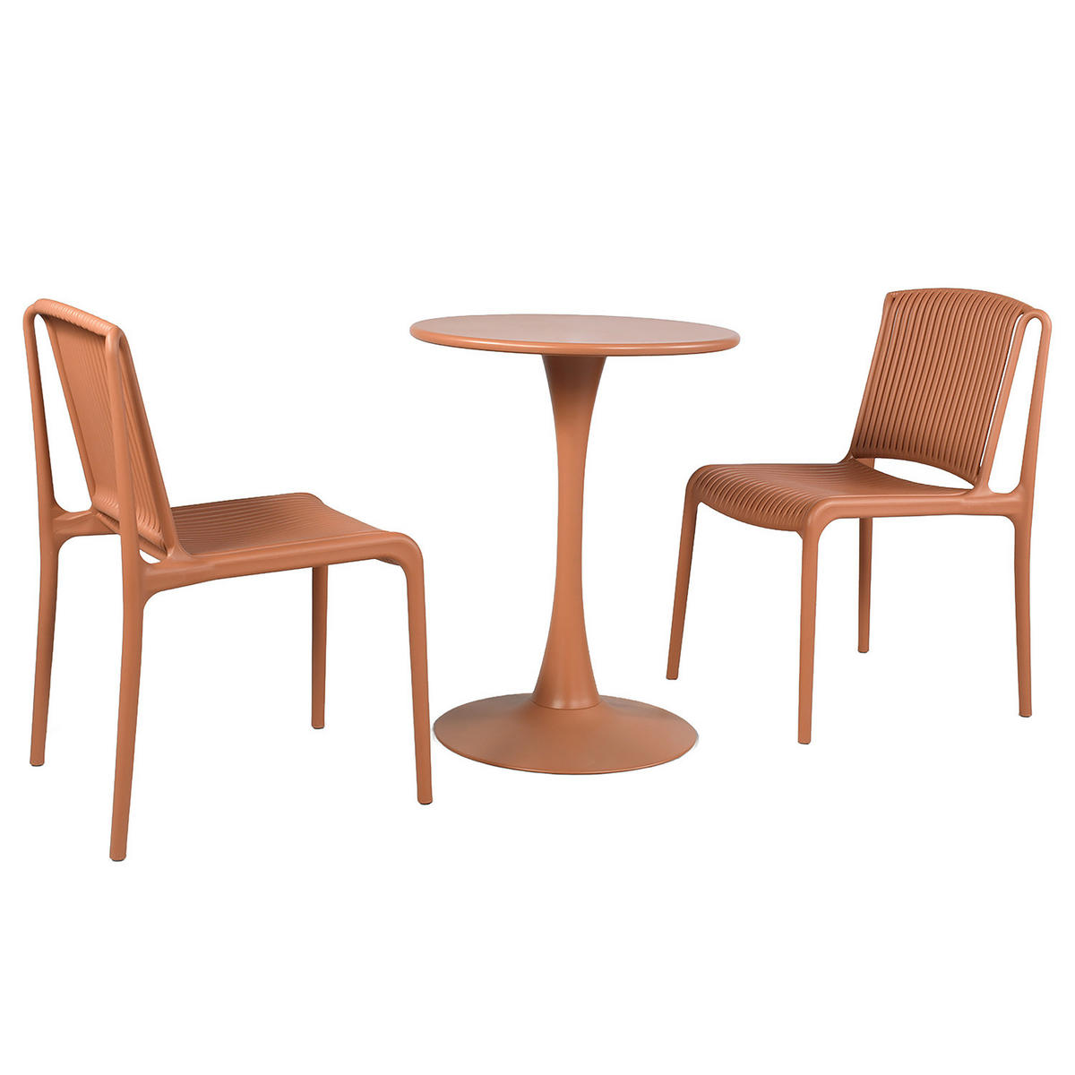 GARTENSITZGRUPPE - 3-teilig - Stahl / Polypropylen - Terracotta, Kunststoff/Metall - home24