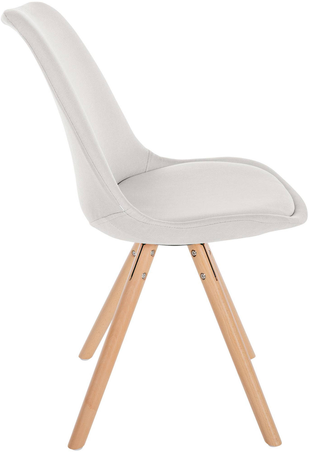 STUHL Stoff creme - Eukalyptusholzfarben/Creme, Holz/Textil (48/81/54cm) - CLP