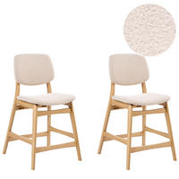SCAUN DE BAR set de 2 bouclé maro deschis/bej Elaine - bej, material textil (53/98/62cm) - Beliani