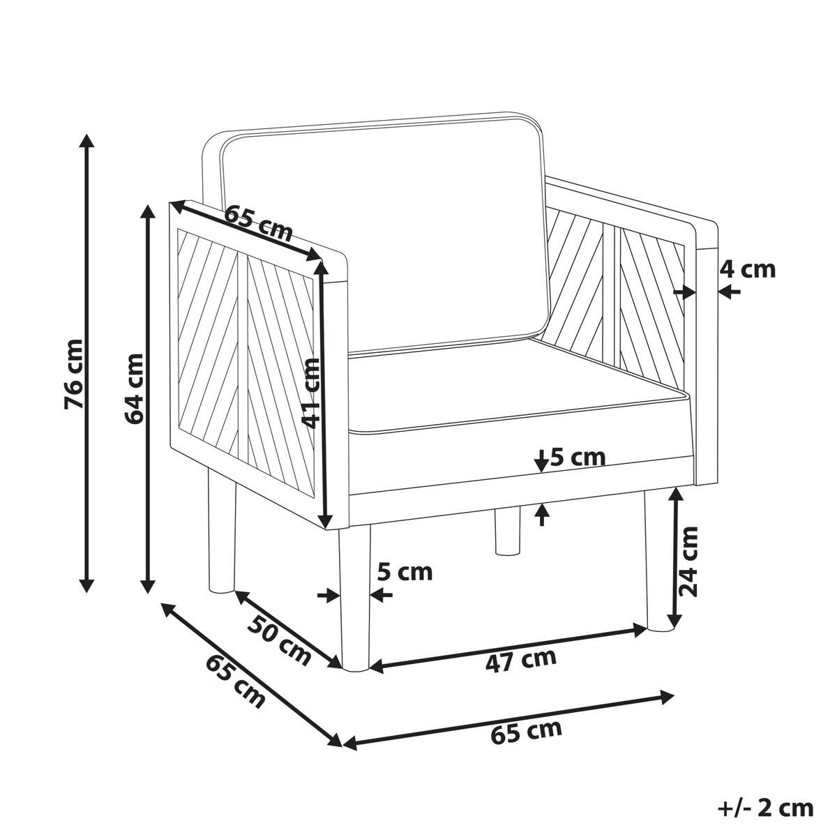 GARTENSESSEL Akazienholz hellbraun Auflagen creme Baratti - Hellbraun/Beige, Holz (65/76/65cm) - Beliani