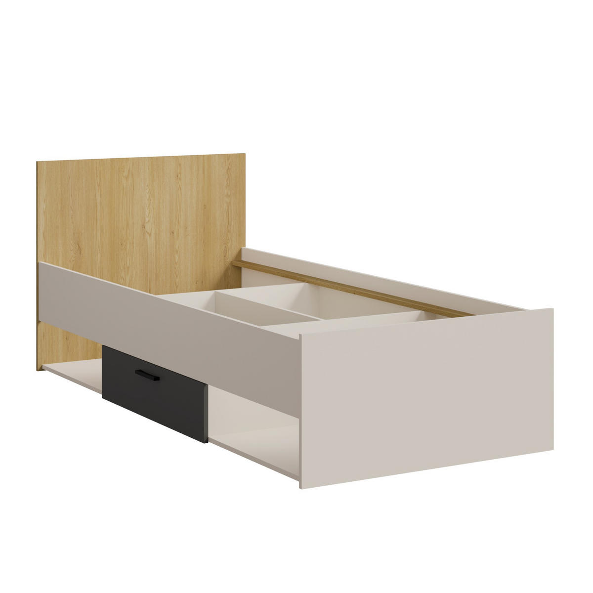 JUGENDBETT mit Schubladen Billz 90x200 Kaschmir/Eiche Cremona - Kaschmir/Schwarz, Holzwerkstoff/Kunststoff - mzm24