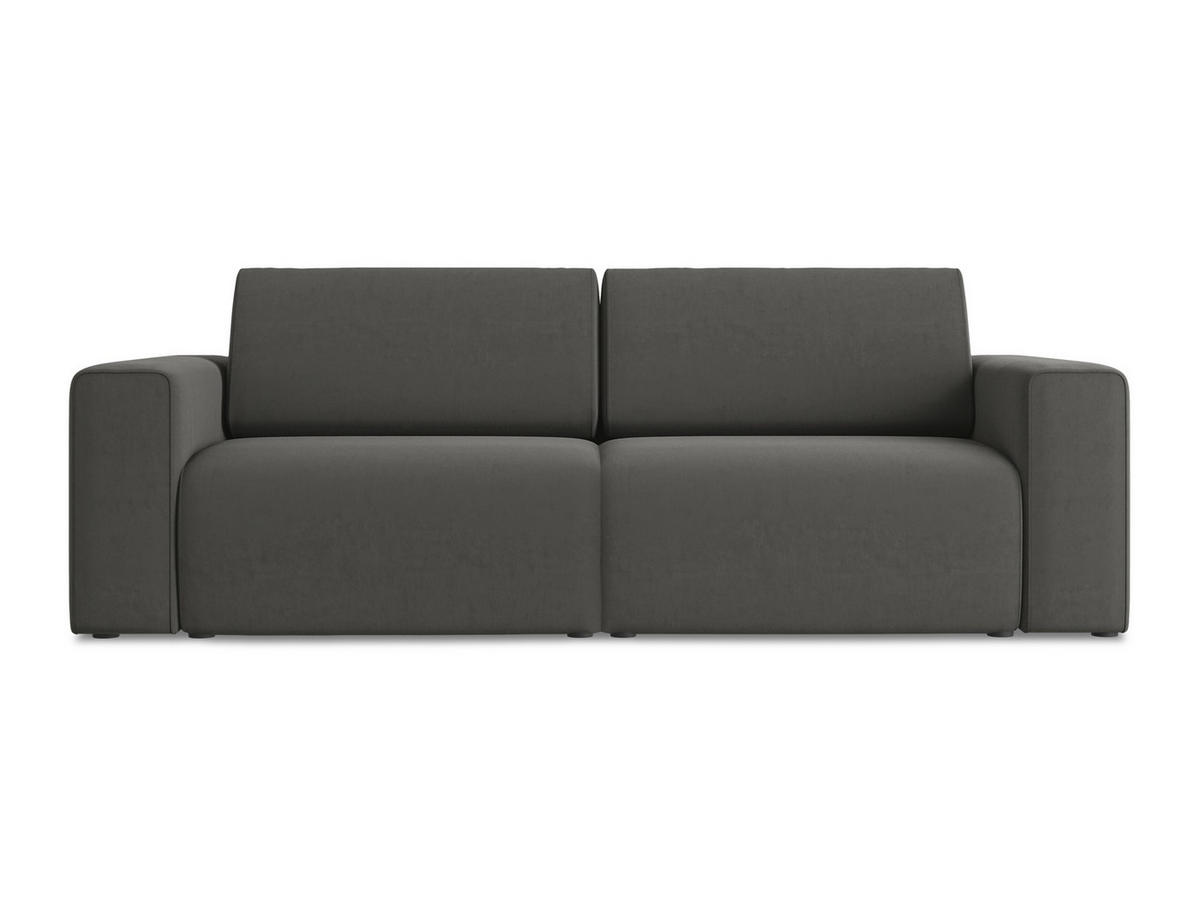 3-SITZER SOFA Samt Stoff Grau - Dunkelgrau/Schwarz, Kunststoff/Textil (224/80/103cm) - Makamii