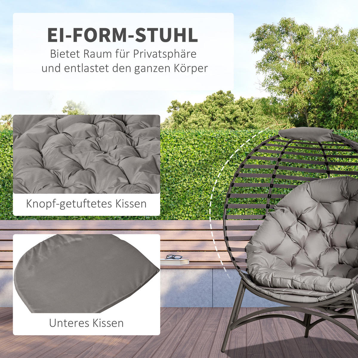 PAPASANSESSEL, Stahl, Sand - Sandfarben, Metall (75/139/118cm) - Outsunny