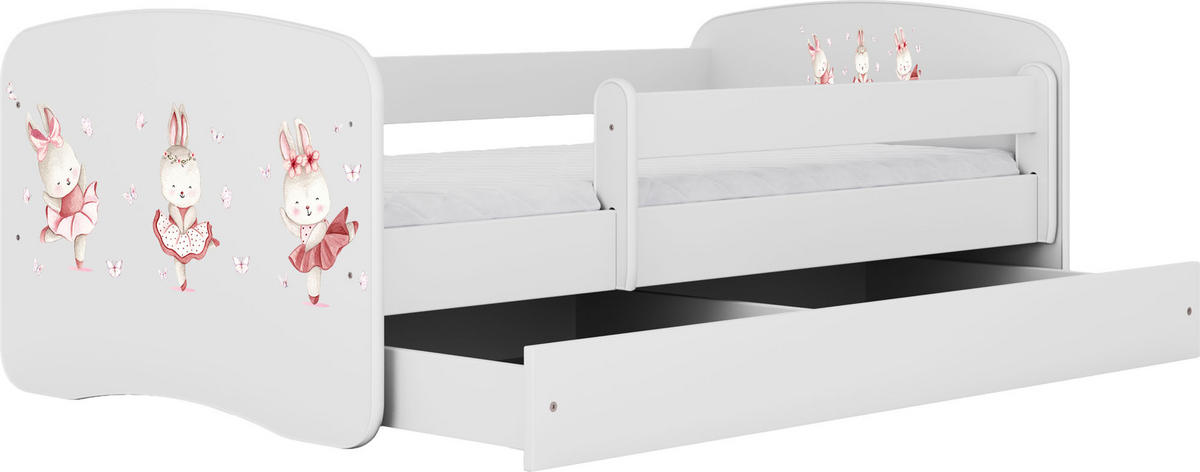 KINDERBETT Emily mit Schublade und Matratze, Weiß 80x180 cm - Altrosa/Weiß, Holzwerkstoff (180/80cm) - WFL GROUP