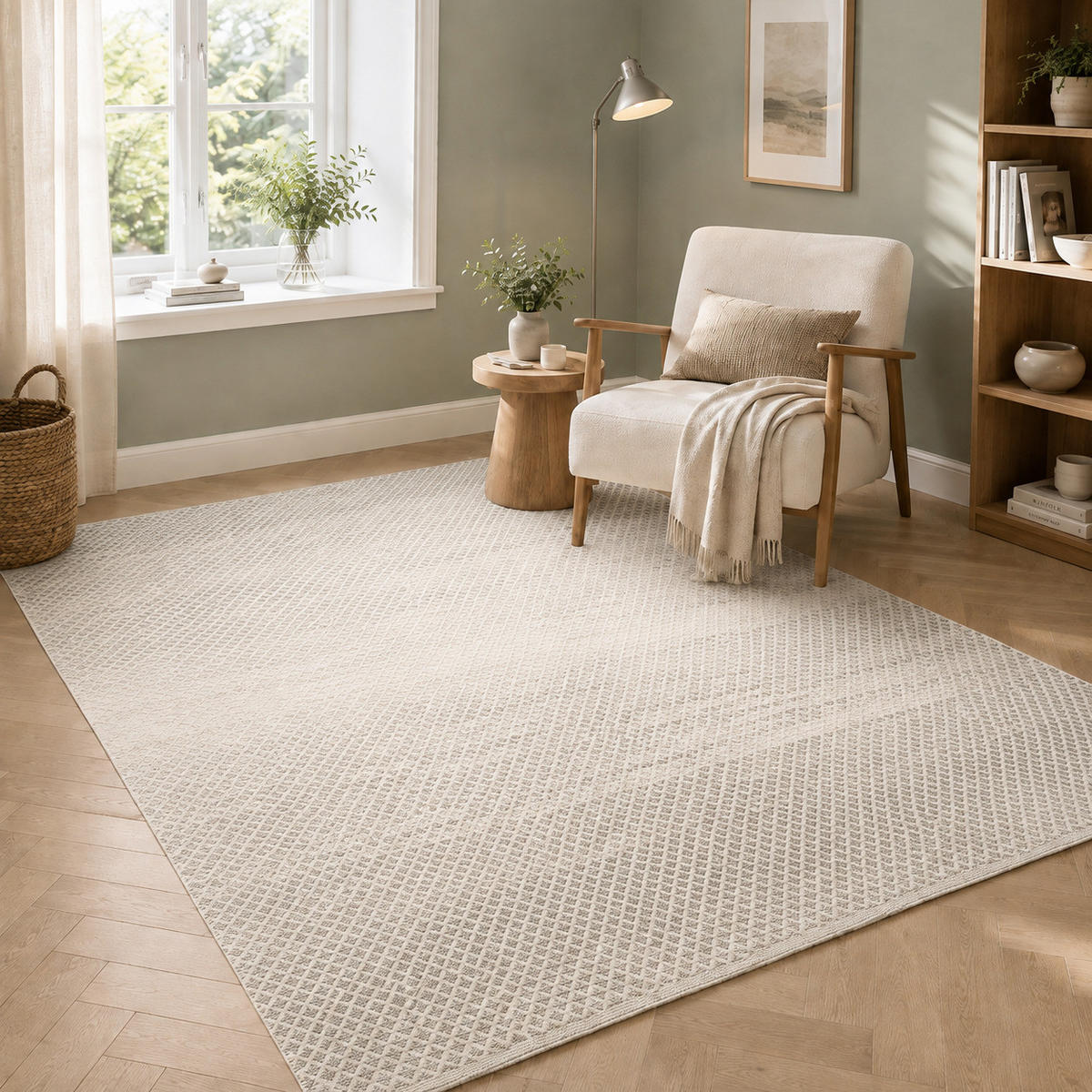 FLECKERLTEPPICH BAUMWOLLE NATUR KELIM SANDY MELIERT - Grau, Textil (70/140cm) - Pergamon