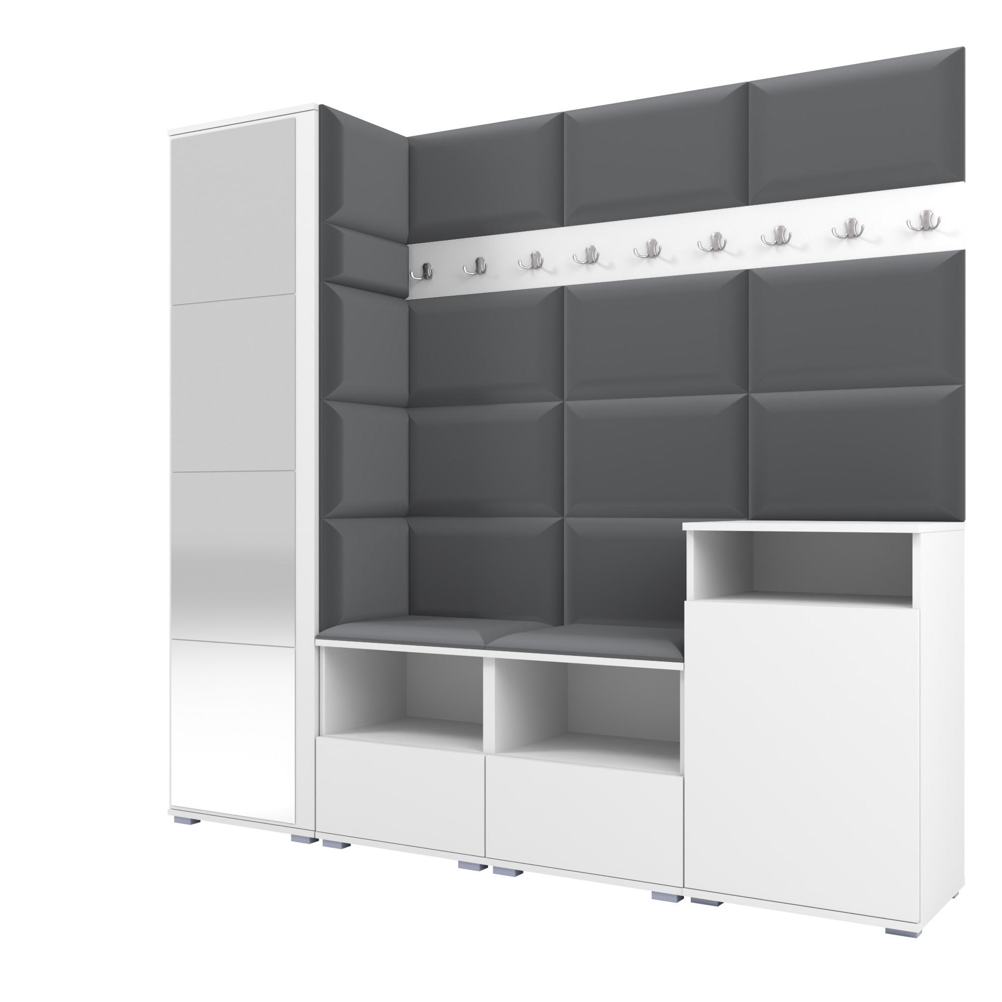 Ravio Garderobe Weiß, Dunkelgrau 200x187x40 cm