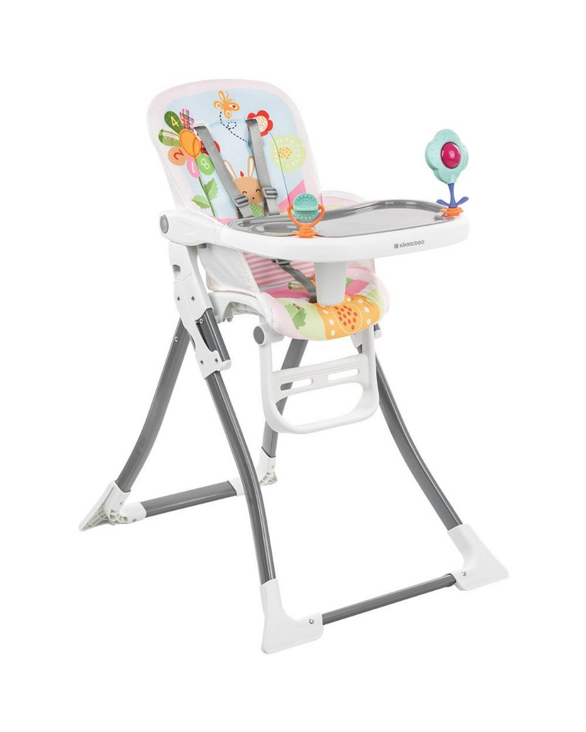 KINDERHOCHSTUHL Izzy klappbar rosa Rassel, Fußstütze, Gurt, Doppeltablett - Rosa, Metall (49/92/68cm) - Kikka boo