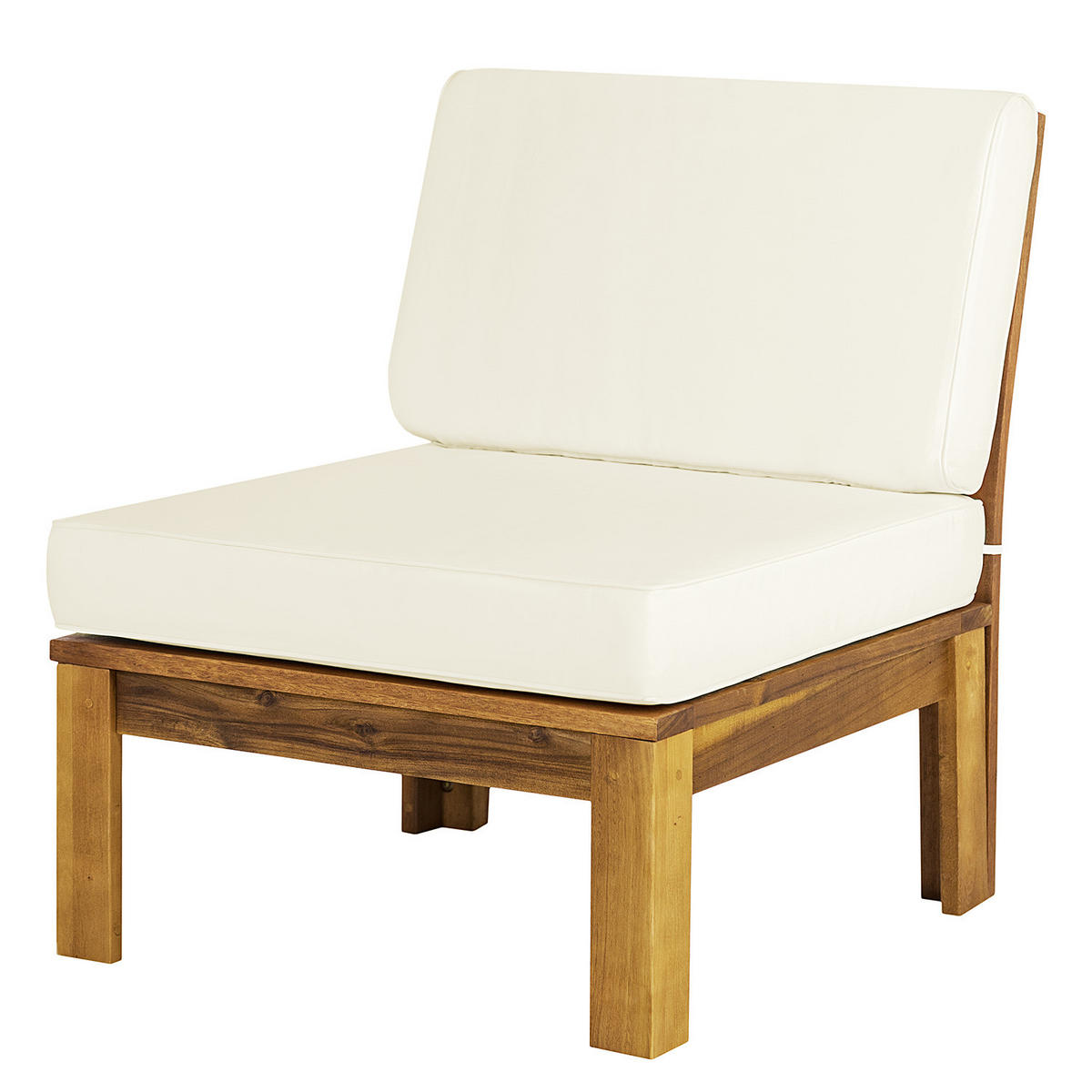 LOUNGESESSEL - Webstoff / Akazie massiv - Weiß, Holz/Textil (60/73/71cm) - home24
