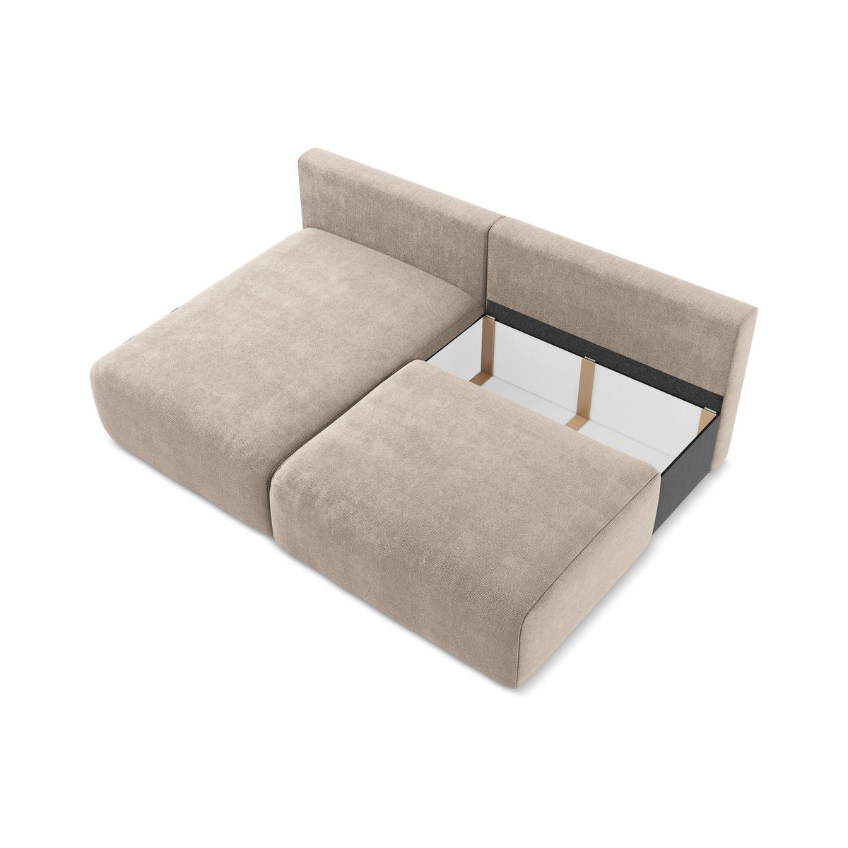 ECKSOFA mit Schlaffunktion links Chenille Stoff Beige - Beige/Schwarz, Kunststoff/Textil (149/210cm) - LaMiaSofa