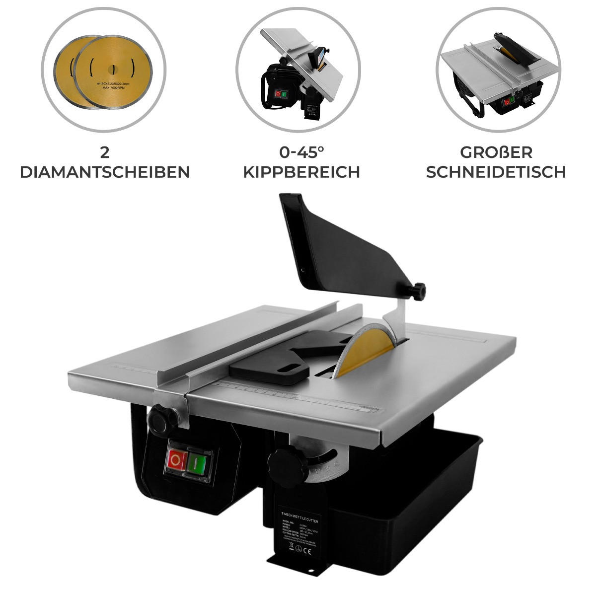 FLIESENSCHNEIDER Elektrischer - 180mm / 600W - Alufarben, Metall (36/33/23cm) - Monstershop
