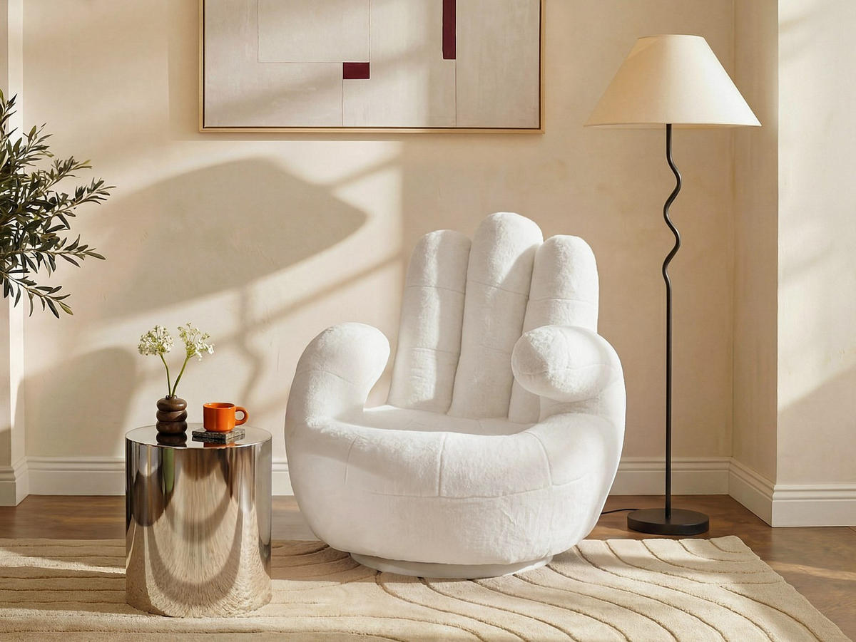 SESSEL mit gerader Rückenlehne - 1 Person - Stoff - Weiß - - Weiß, Textil (82/89/78cm) - Vente-Unique