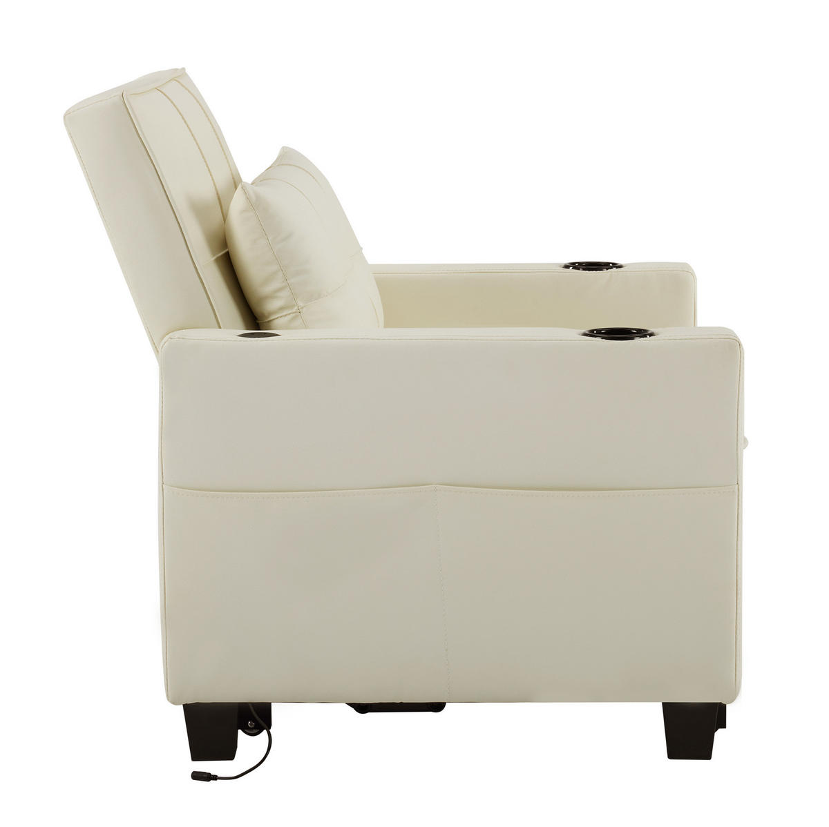SESSEL 3-in-1 Ausziehbar mit Getränkehaltern und USB-Anschluss Weiß Holz-Metall 90/90/90 cm - Weiß, Holz (74/84/87cm) - OKWISH