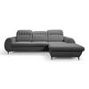 ECKSOFA PURO R-S Grau Plüsch-Stoff mit Schlaffunktion - Grau, Holz (275/166cm) - MASSENO