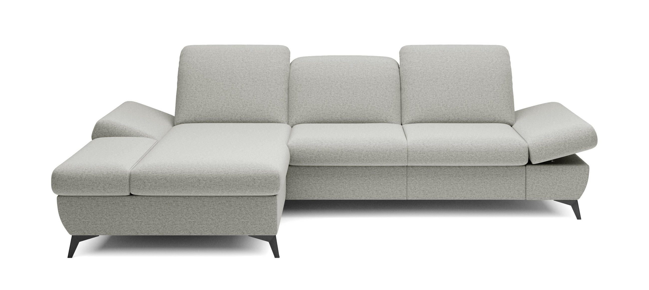 ECKSOFA FELICE L-S Hellgrau Geflochtener Stoff mit Schlaffunktion - Creme, Holz (284/166cm) - MASSENO