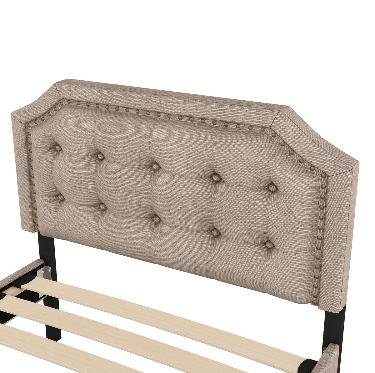 POLSTERBETT 90/200 cm Beige/Braun aus MDF mit 2 Schubladen - Beige, Textil (90/200cm) - OKMYHOME