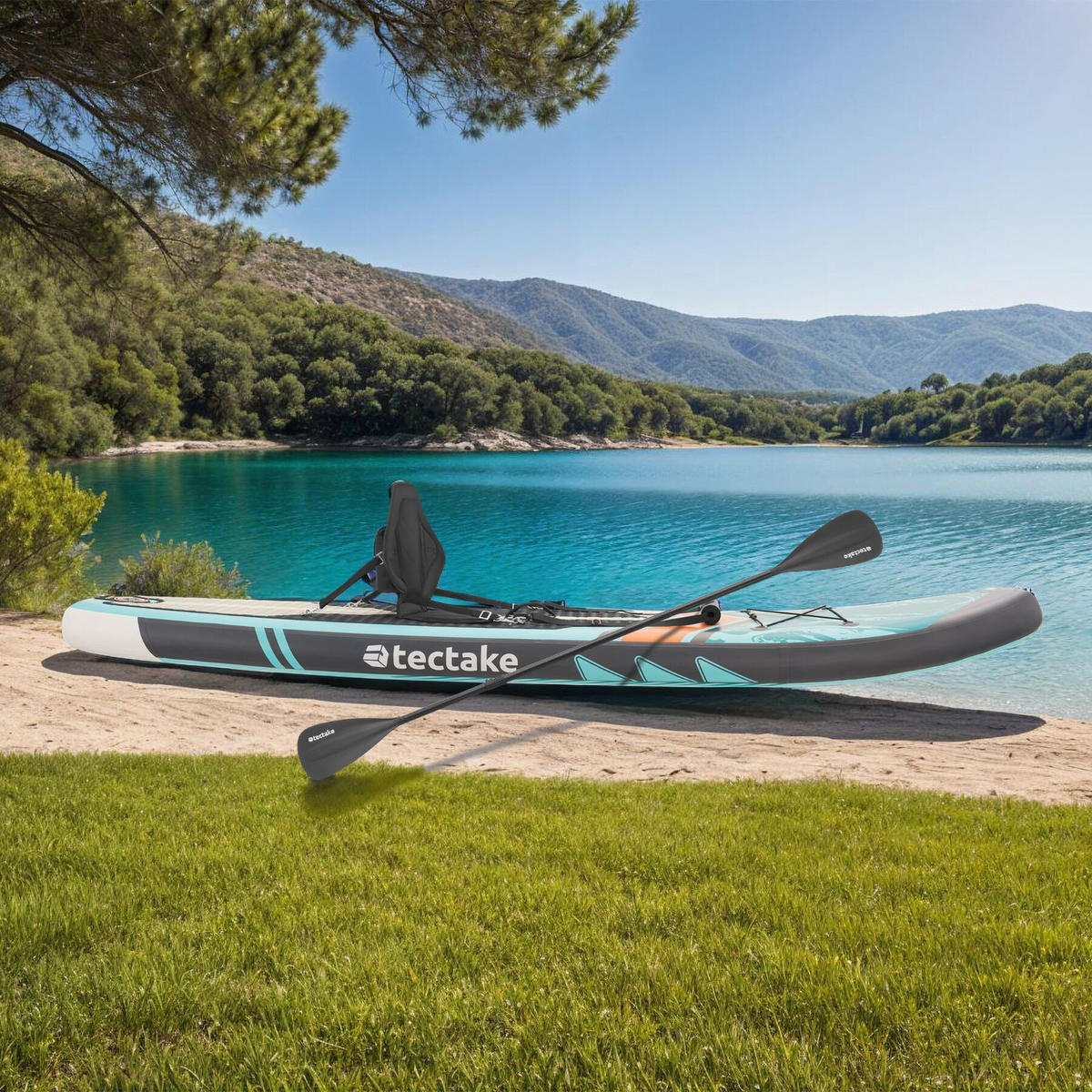 STAND-UP PADDLE BOARD ,288 x 77 x 22,5 cm,türkis/orange - Türkis, Kunststoff (288/77/22.5cm) - tectake