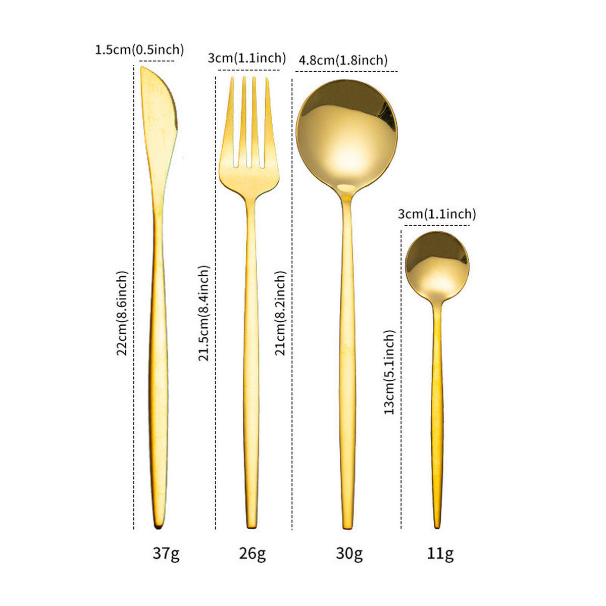 BESTECK-SET 24-teiliges Besteckset Edelstahl für 6 Personen - Goldfarben, Metall